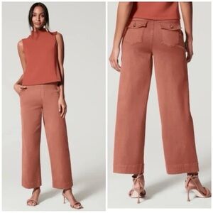 Spanx twill cropped wide leg pants bronze glow XS NWT